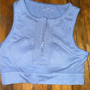 Aerie Blue Zip-Front Crop Top